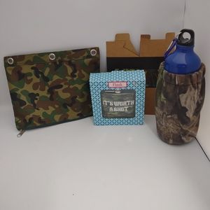 Camo Lot Boxed Stainless Steel Flask "Its Worth a Shot"+ Zip Bag + Bottle Holder